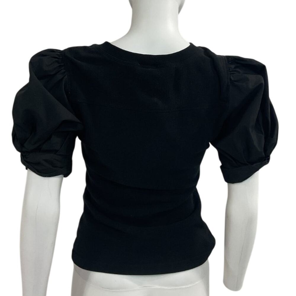 A.L.C. Chic Black Casey Puff Sleeve T-Shirt Size M - Picture 2 of 4